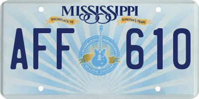 MS license plate AFF610