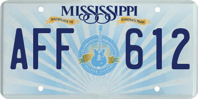 MS license plate AFF612