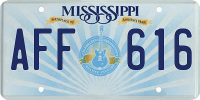 MS license plate AFF616