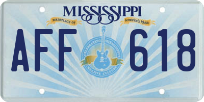 MS license plate AFF618