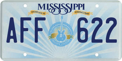 MS license plate AFF622