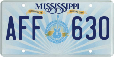 MS license plate AFF630