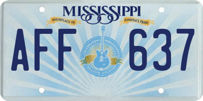 MS license plate AFF637