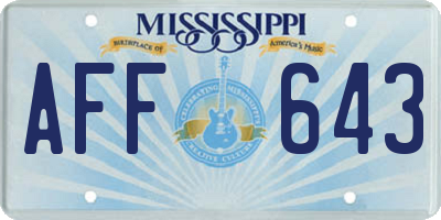 MS license plate AFF643