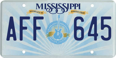 MS license plate AFF645