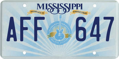 MS license plate AFF647