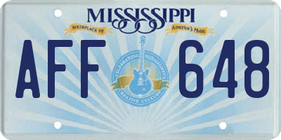MS license plate AFF648