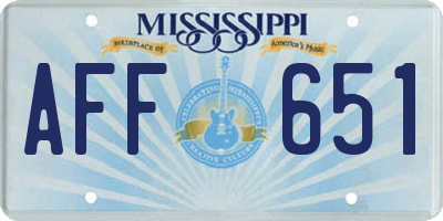 MS license plate AFF651