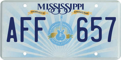 MS license plate AFF657
