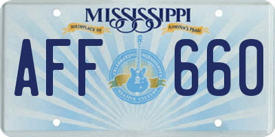MS license plate AFF660