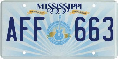 MS license plate AFF663