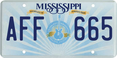 MS license plate AFF665