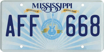 MS license plate AFF668
