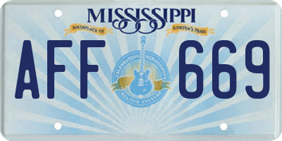 MS license plate AFF669