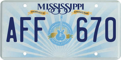 MS license plate AFF670