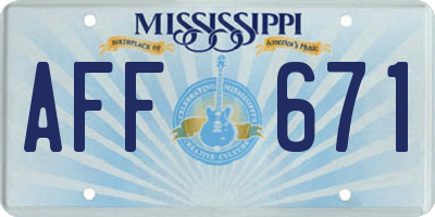 MS license plate AFF671