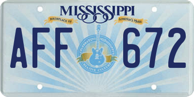 MS license plate AFF672