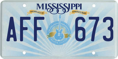 MS license plate AFF673