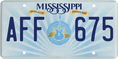 MS license plate AFF675