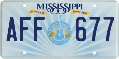 MS license plate AFF677