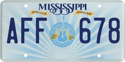 MS license plate AFF678