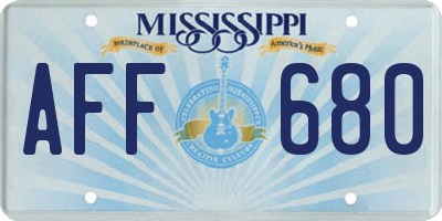 MS license plate AFF680