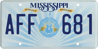 MS license plate AFF681