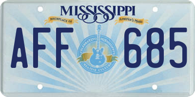 MS license plate AFF685