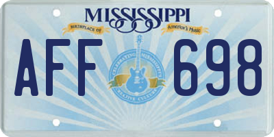 MS license plate AFF698