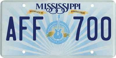 MS license plate AFF700