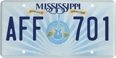 MS license plate AFF701