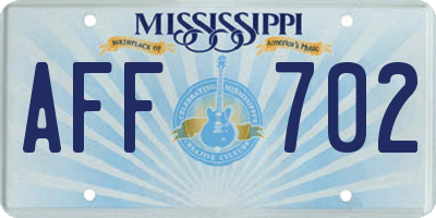 MS license plate AFF702