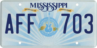 MS license plate AFF703