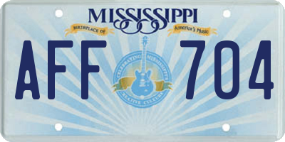 MS license plate AFF704