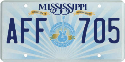 MS license plate AFF705