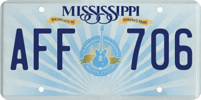 MS license plate AFF706