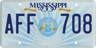 MS license plate AFF708