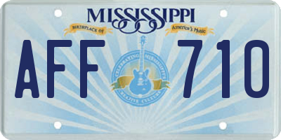 MS license plate AFF710