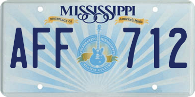 MS license plate AFF712