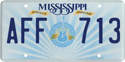 MS license plate AFF713