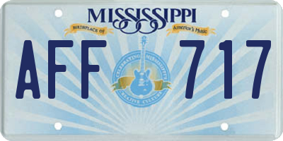 MS license plate AFF717