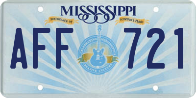 MS license plate AFF721