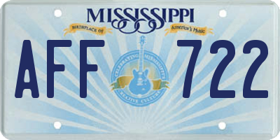MS license plate AFF722