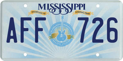 MS license plate AFF726