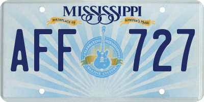 MS license plate AFF727