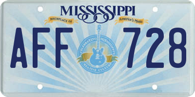 MS license plate AFF728