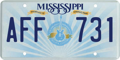 MS license plate AFF731