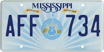 MS license plate AFF734