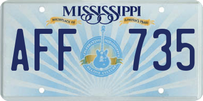MS license plate AFF735