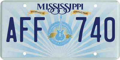 MS license plate AFF740